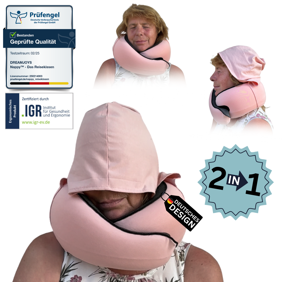 Nappy™ Hoodie - Das Reisekissen mit Kapuze