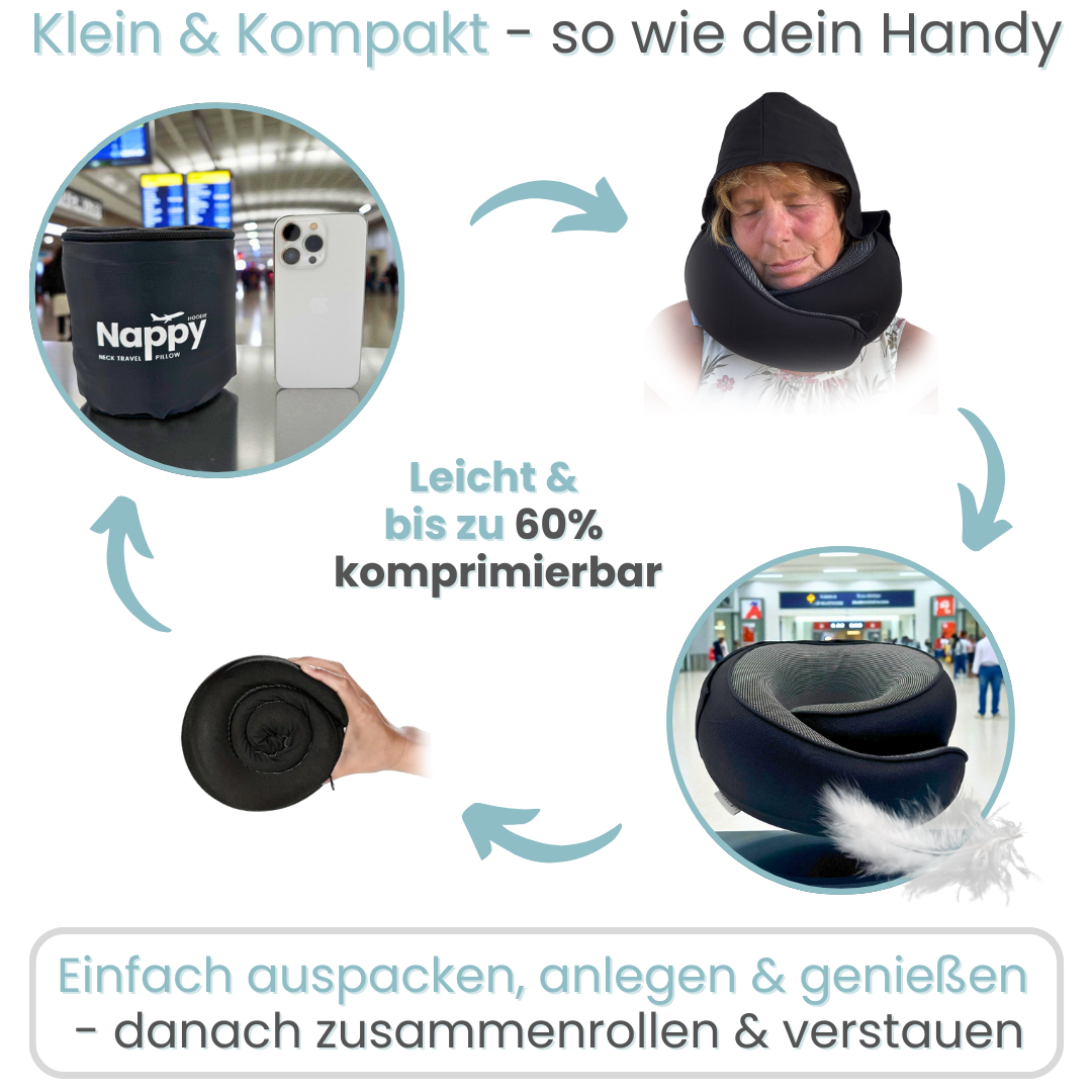 Nappy™ Hoodie - Das Reisekissen mit Kapuze