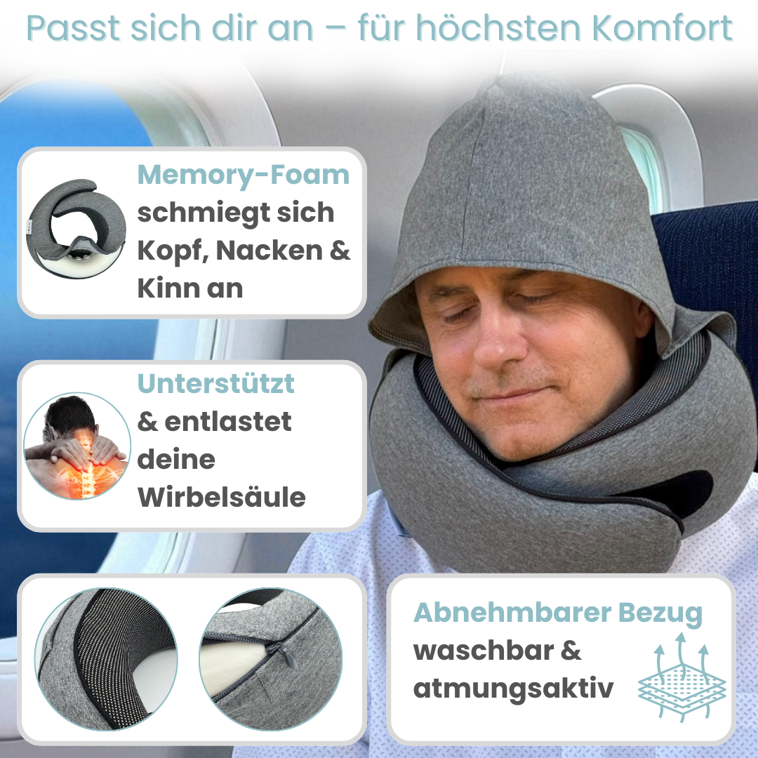 Nappy™ Hoodie - Das Reisekissen mit Kapuze