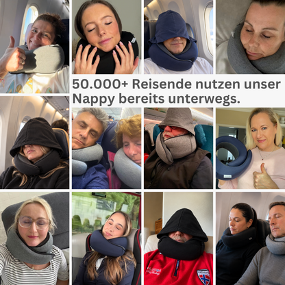 Nappy™ Hoodie - Das Reisekissen mit Kapuze