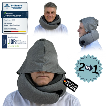 Nappy™ Hoodie - Das Reisekissen mit Kapuze