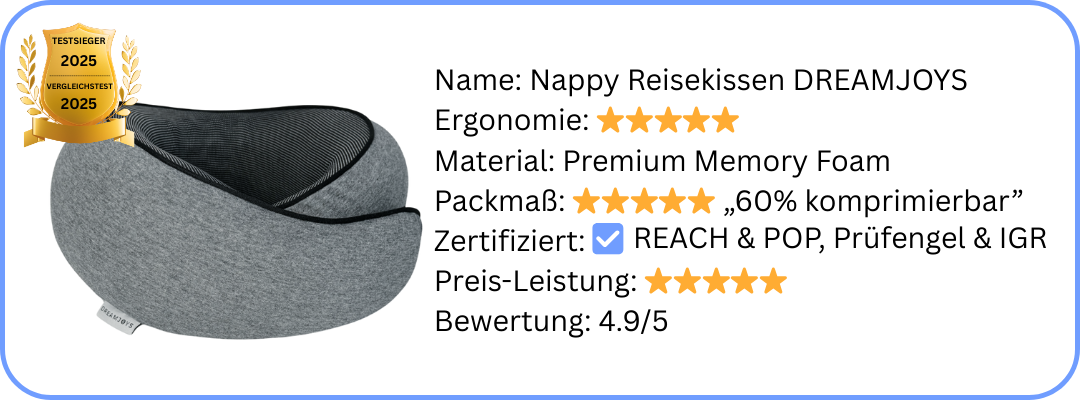 Vergleich von Reisekissen – Nappy Testsieger mit ergonomischer Stütze und zertifizierten Materialien